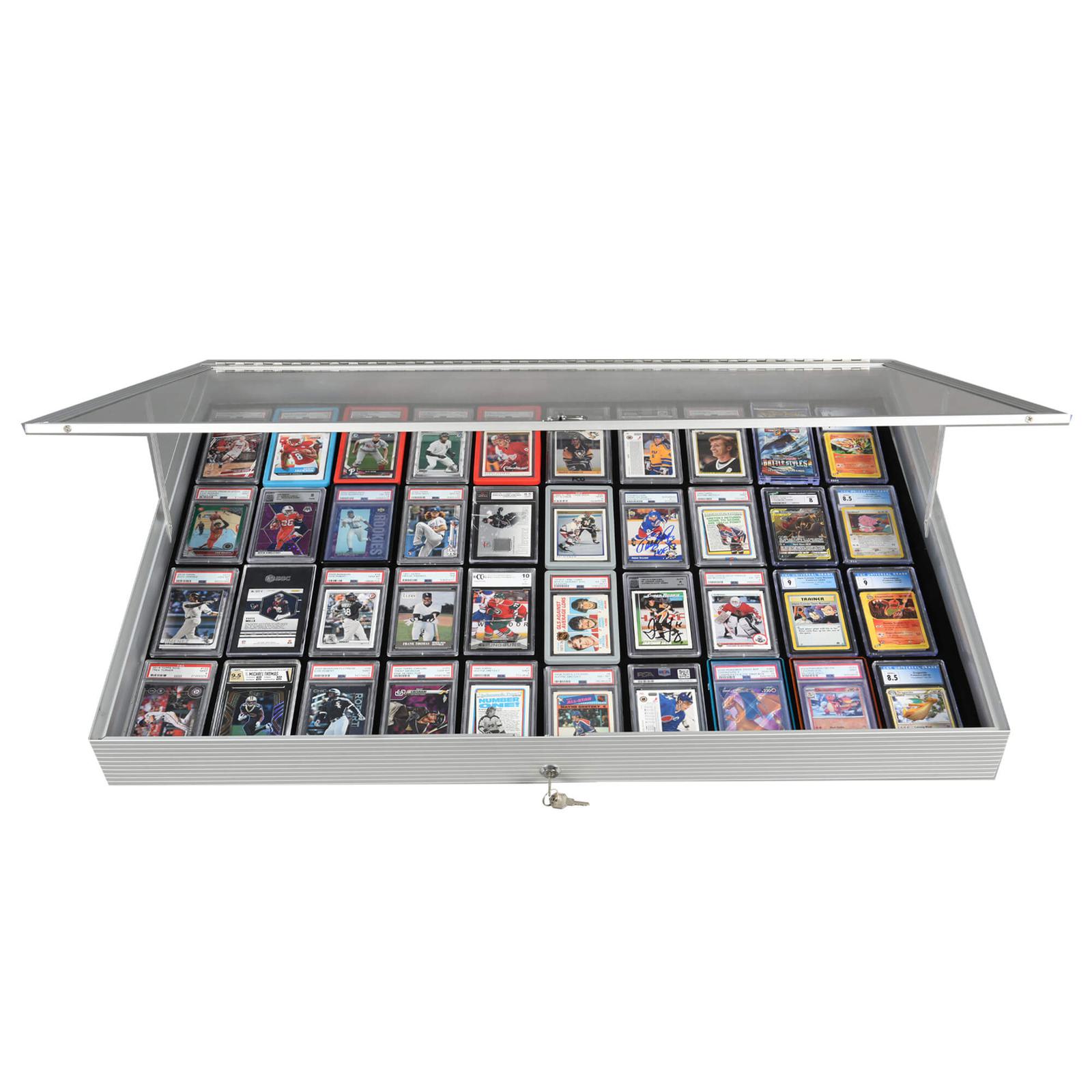 card vendor display case Silver Lockable Aluminum Display Case for Trade Shows