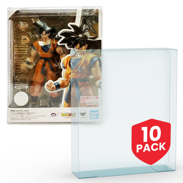 Lot de 10 protections de vitrine EVORETRO pour figurines SH Son Goku Super Hero PET