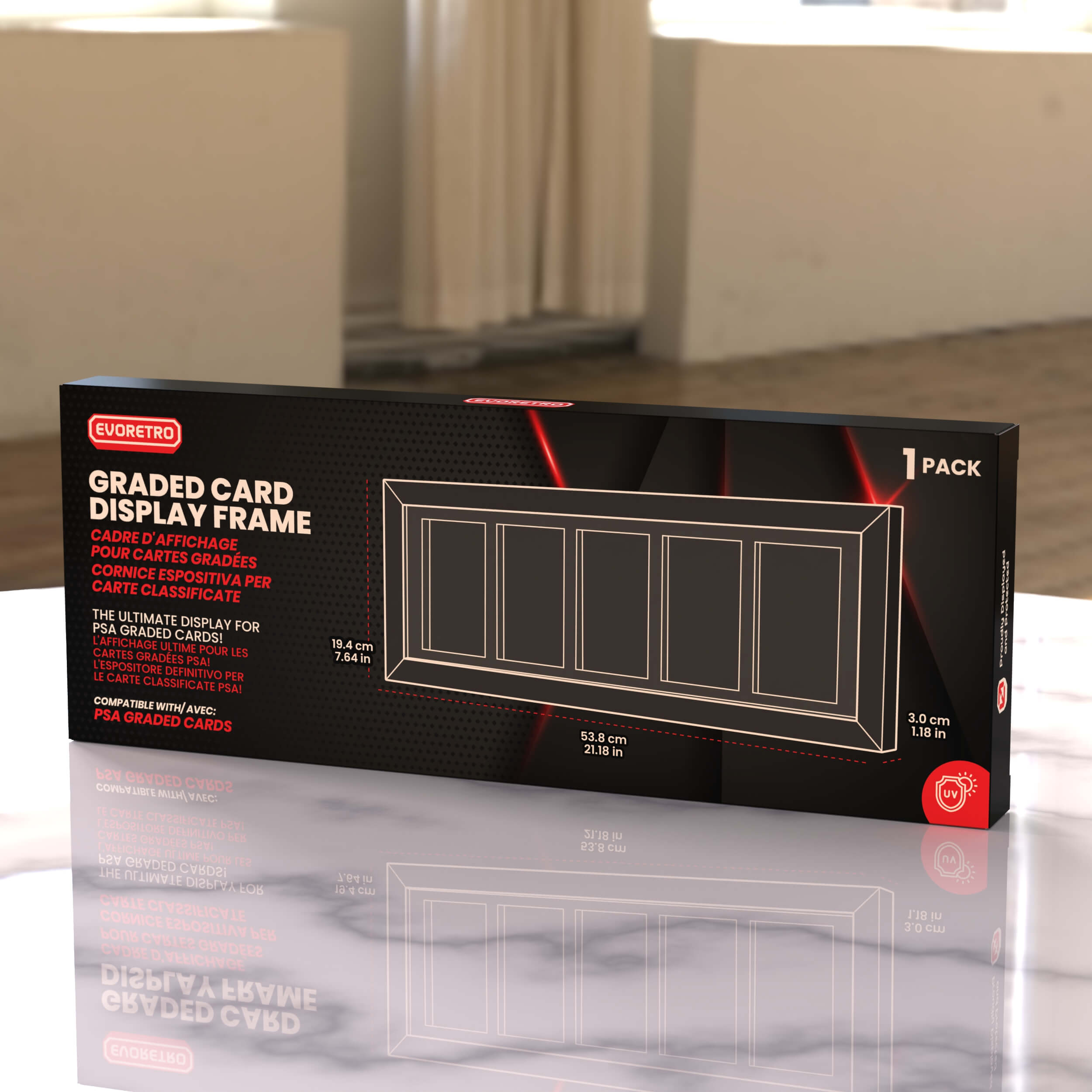 Cadre en Bois Premium pour Cartes Gradées PSA avec Verre Anti-UV