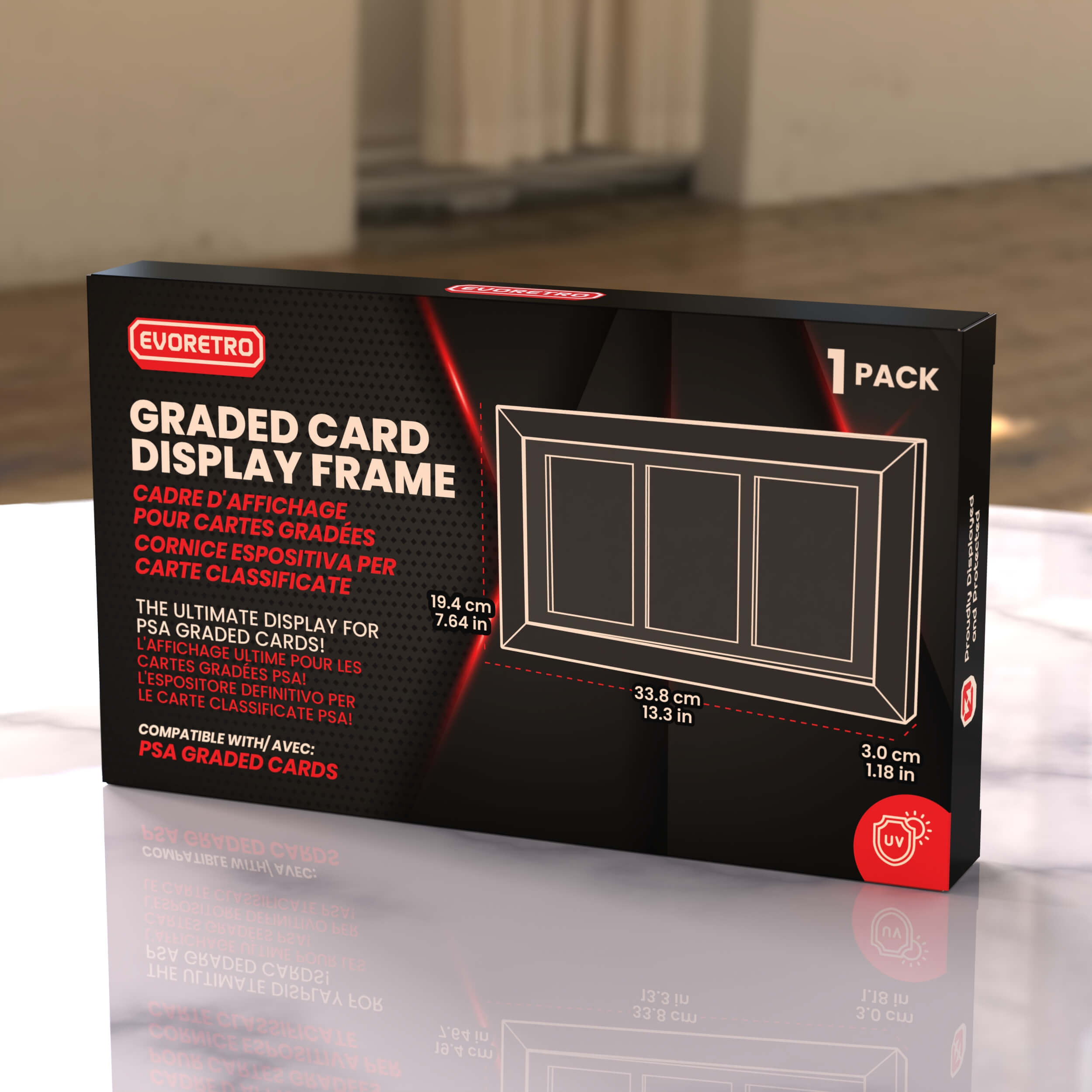 Cadre en Bois Premium pour Cartes Gradées PSA avec Verre Anti-UV