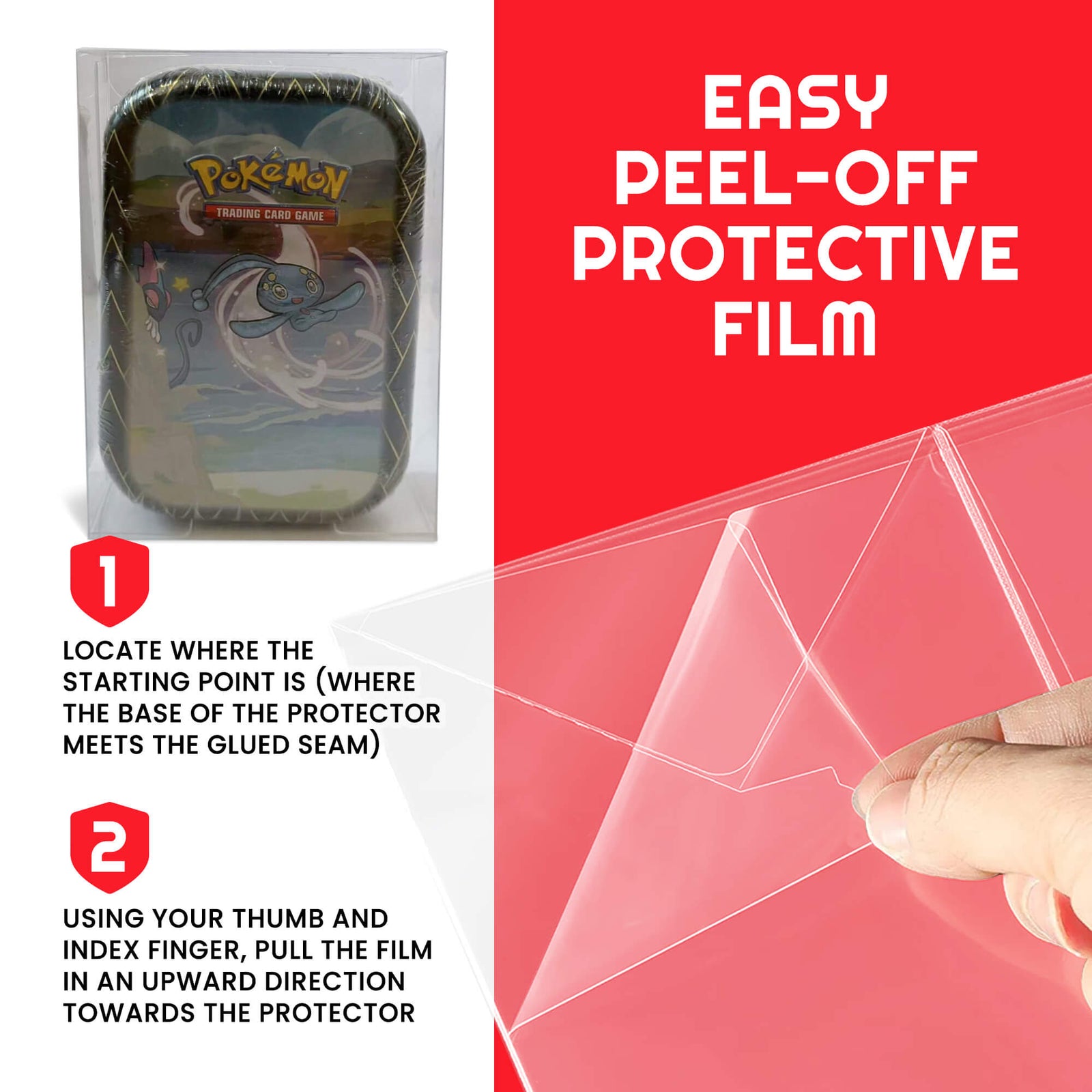 Protection de vitrine EVORETRO pour Pokémon Petite boîte 8x2,8x12,5 PET Lot de 5