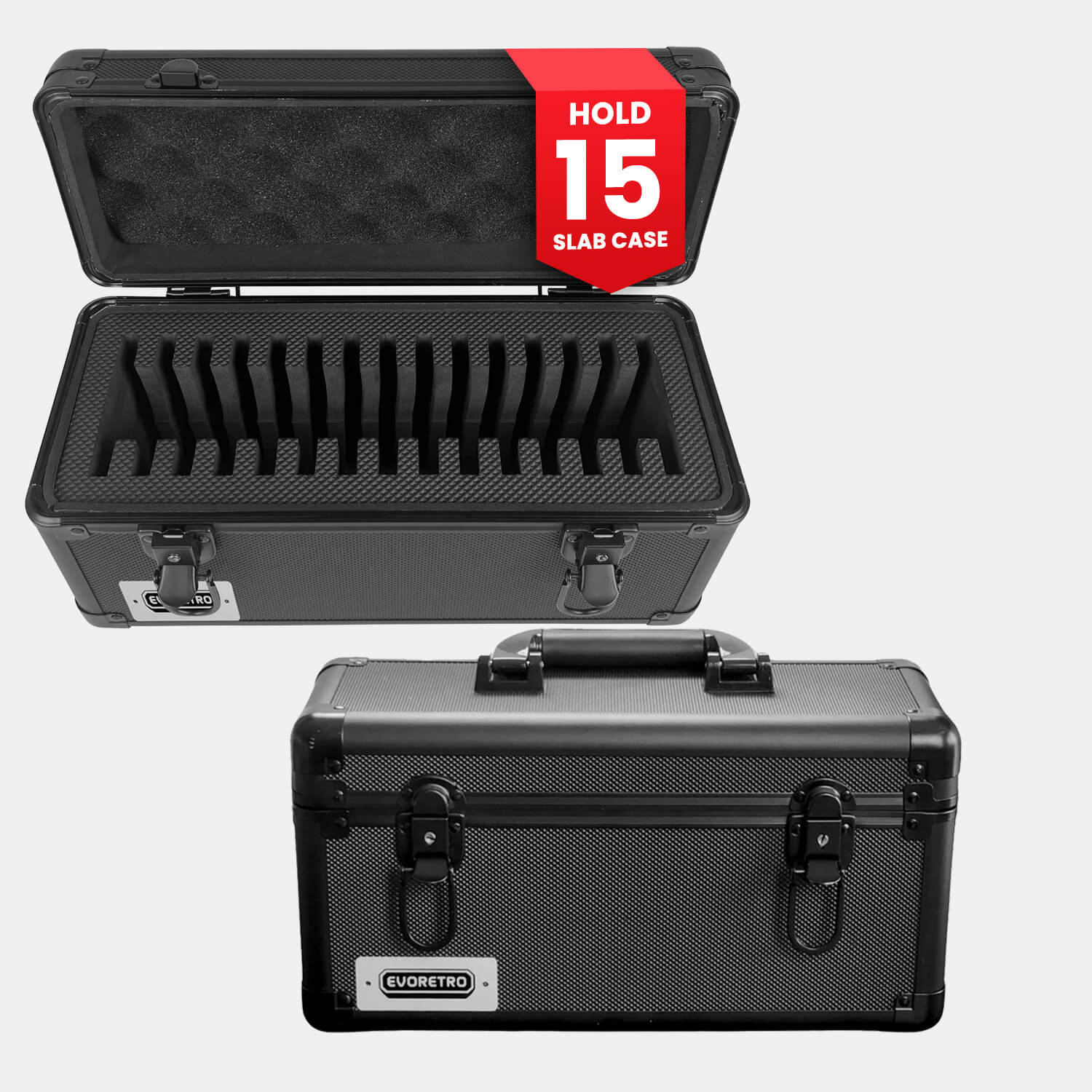 Boîtier 15 Slabs avec Fentes Individuelles et Poignée, Noir