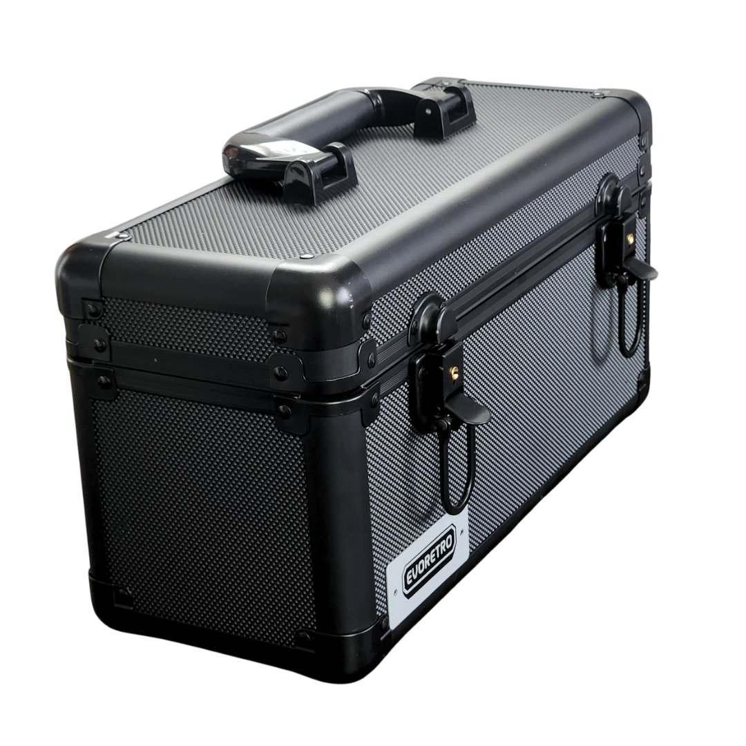 Front-side view of closed 15-slab case