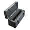 Front view of 15-slab case, open and empty