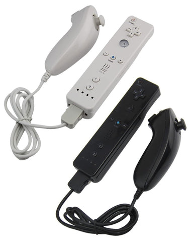 Nintendo Wii Controller and Wired Nunchuk - Pack of 2 (Black and White) - EVORETRO Canada