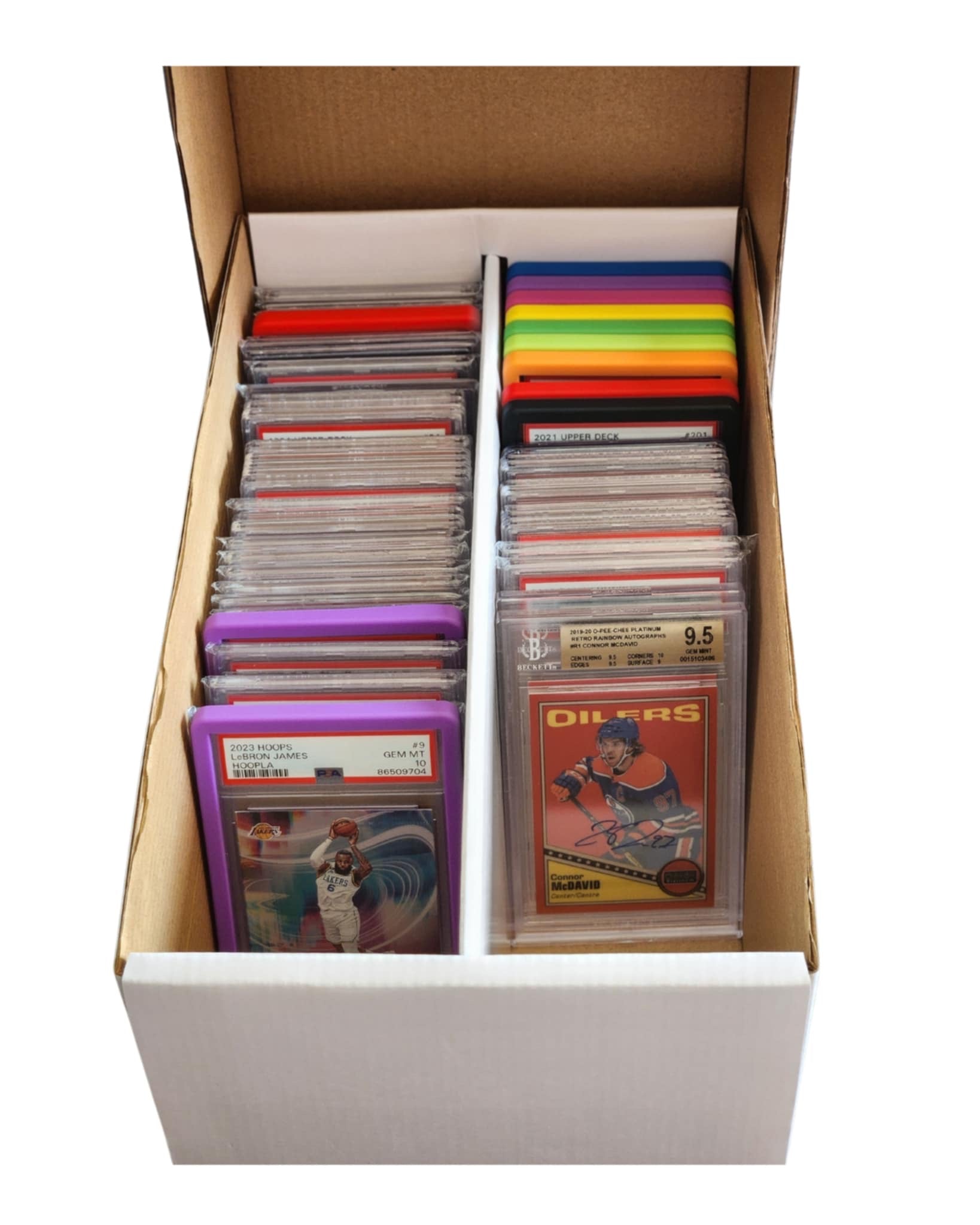 Boîte de rangement en carton pour cartes classées - 100 unités | 2 rangées | Boîte en carton compatible avec les classements Beckett, CGC, PSA, Mint, TAG