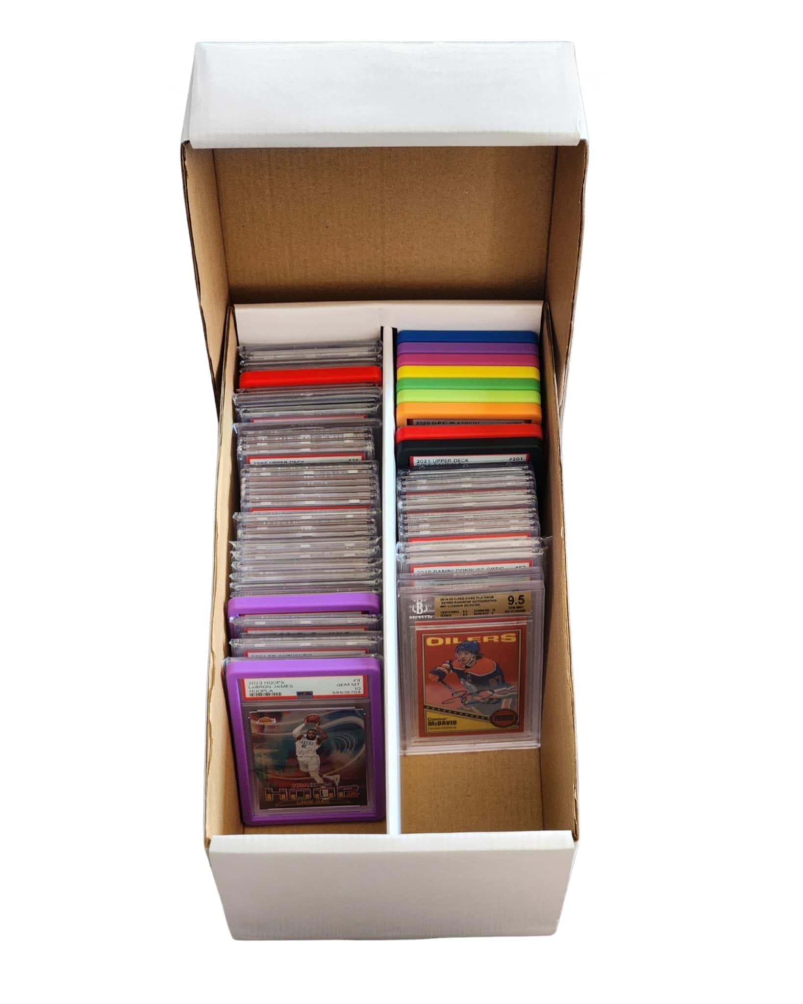 Boîte de rangement en carton pour cartes classées - 100 unités | 2 rangées | Boîte en carton compatible avec les classements Beckett, CGC, PSA, Mint, TAG