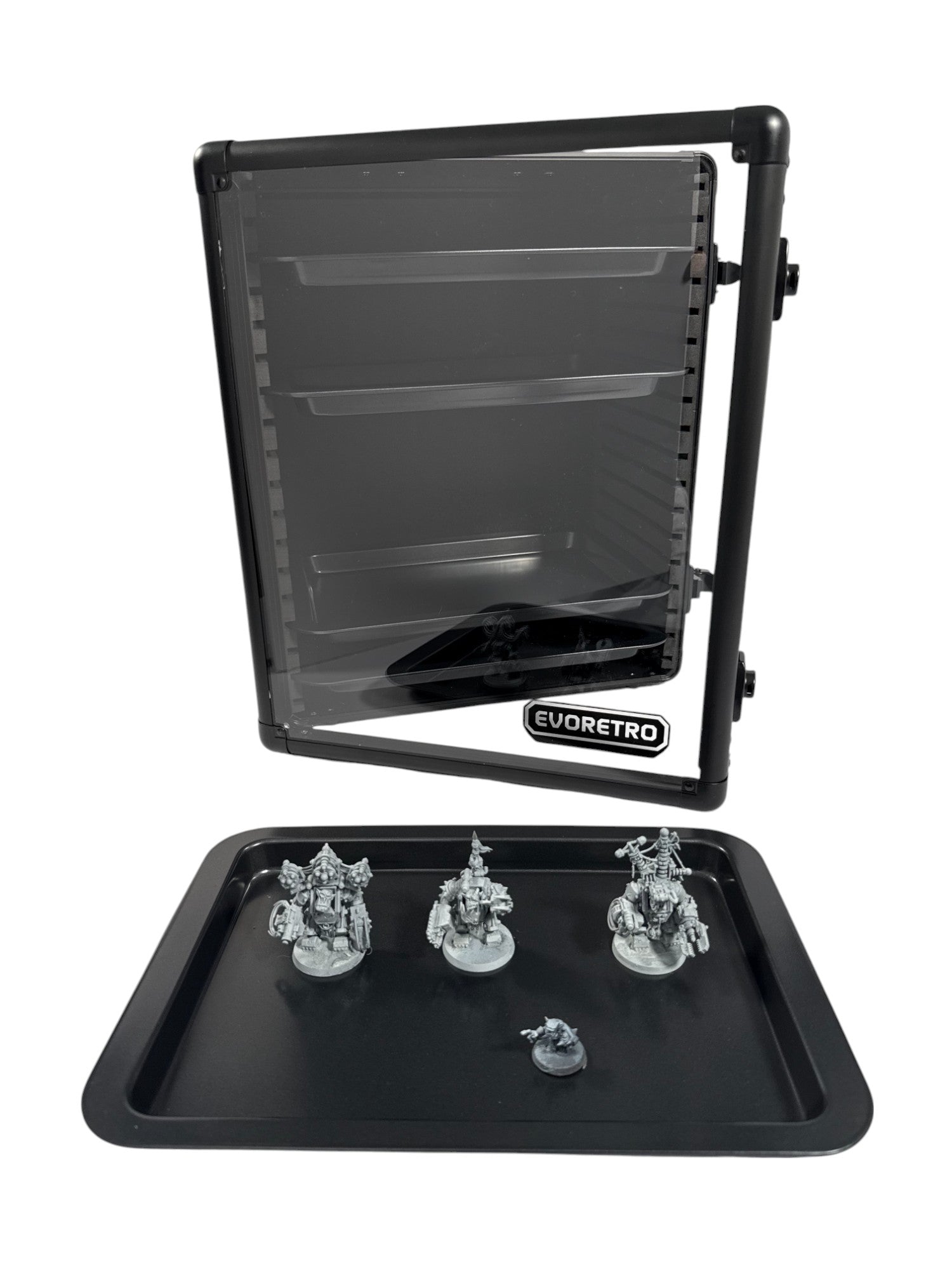 Aluminum Miniatures Display & Carry Case w/ 5 Metal Trays for Collectible Figures and Models
