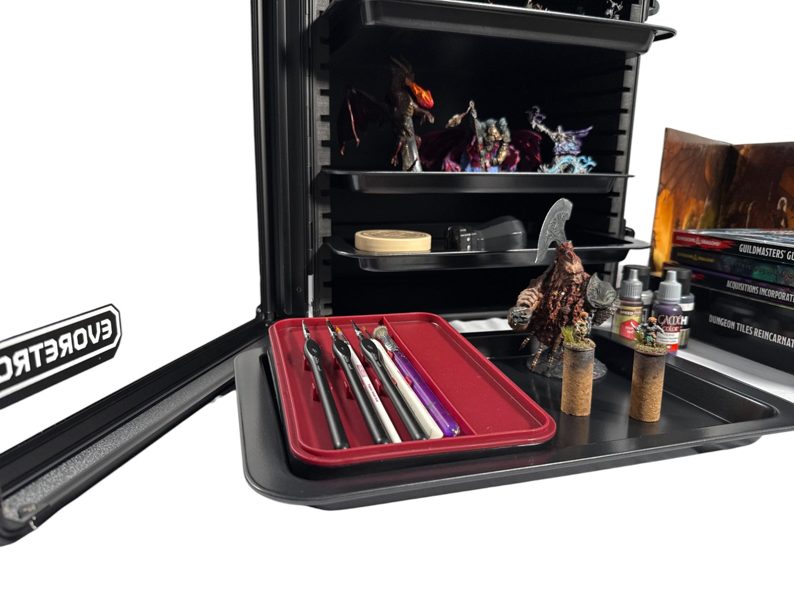 Aluminum Miniatures Display & Carry Case w/ 5 Metal Trays for Collectible Figures and Models