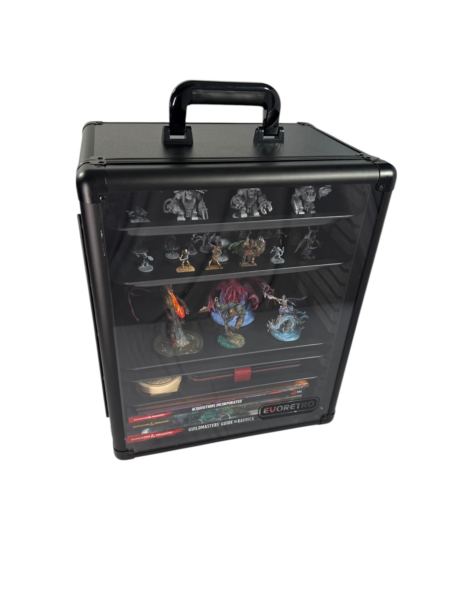 Aluminum Miniatures Display & Carry Case w/ 5 Metal Trays for Collectible Figures and Models