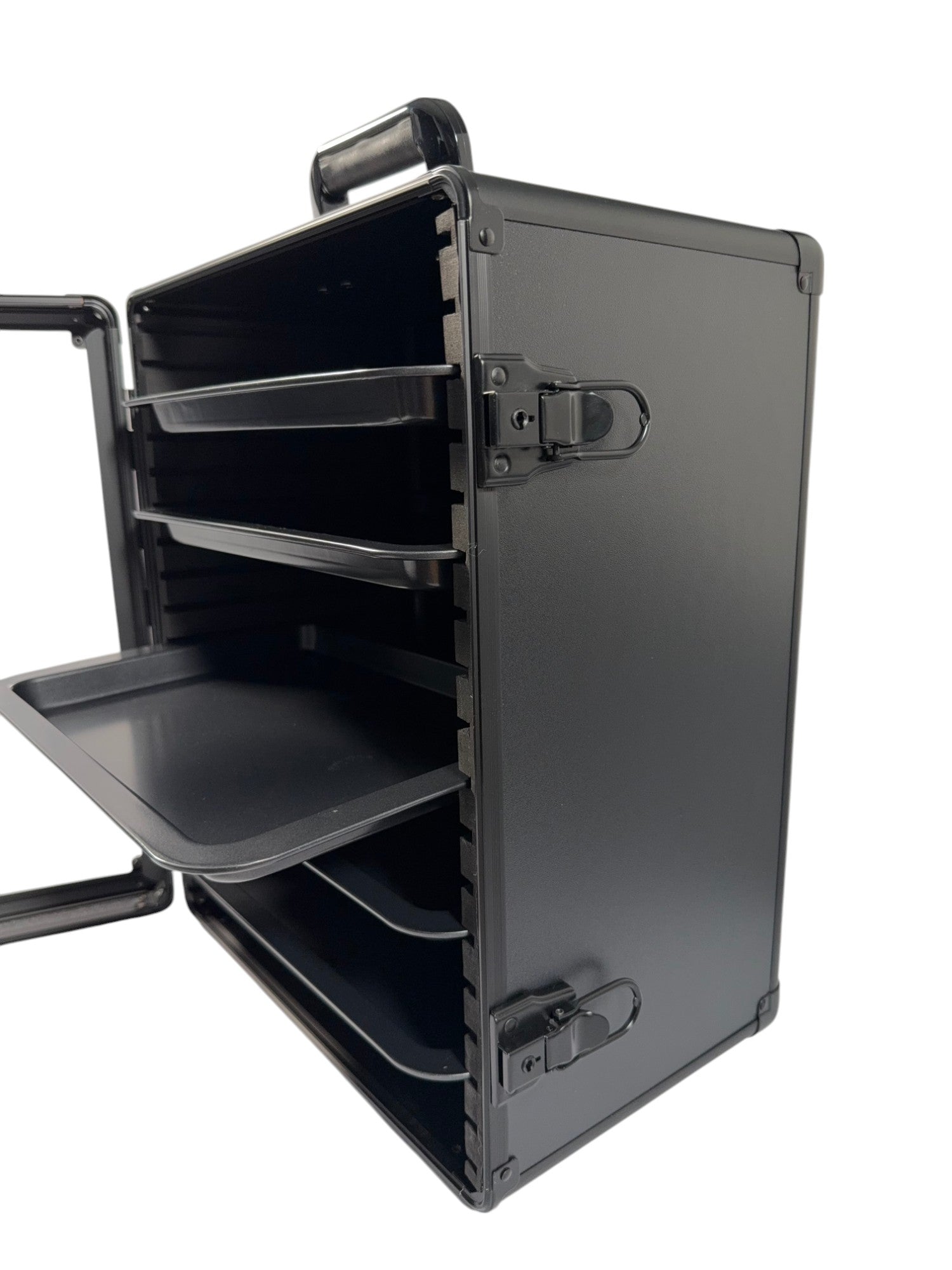 Aluminum Miniatures Display & Carry Case w/ 5 Metal Trays for Collectible Figures and Models