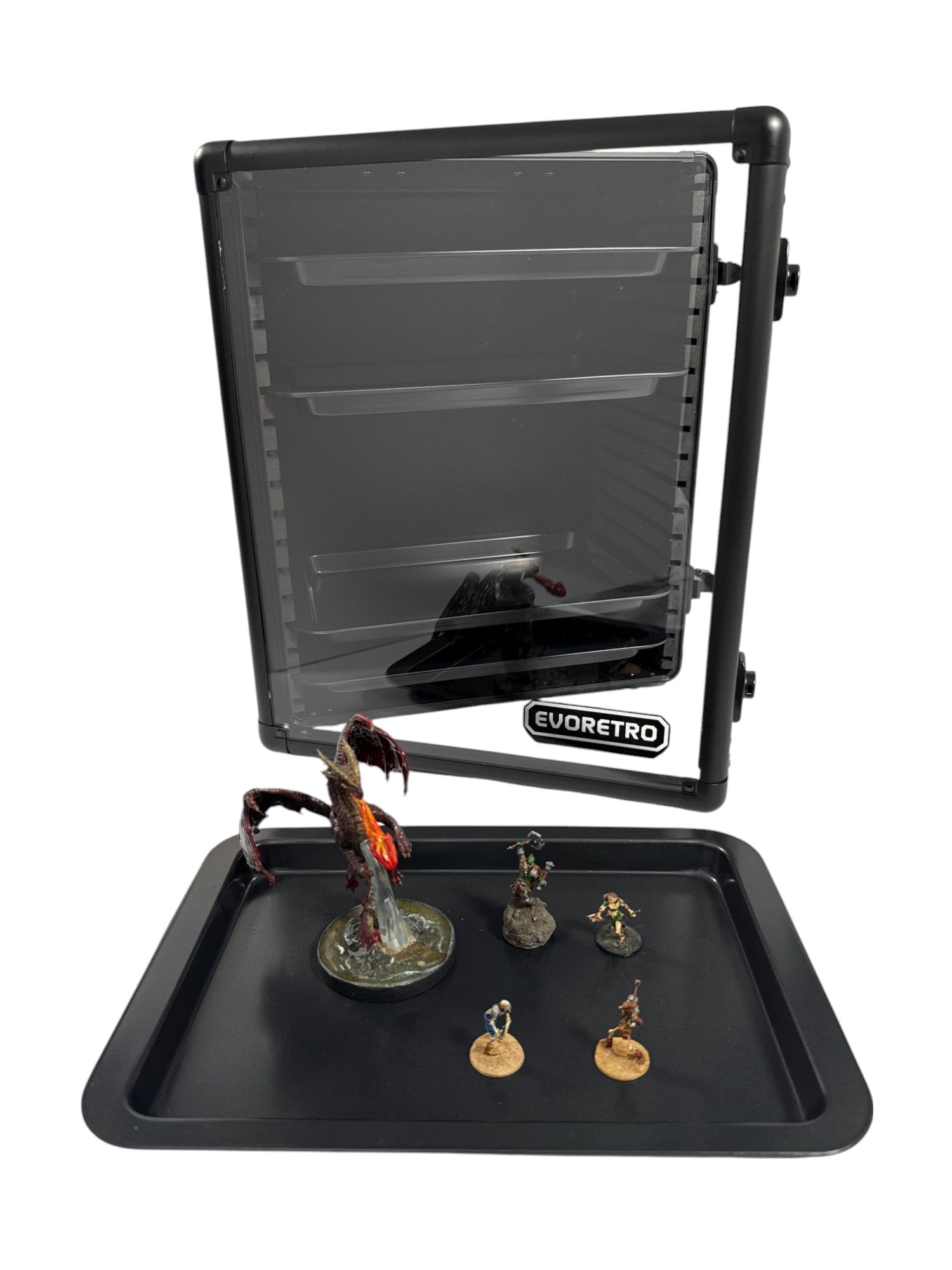 Aluminum Miniatures Display & Carry Case w/ 5 Metal Trays for Collectible Figures and Models
