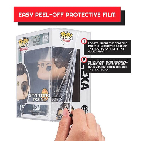 4-inch Funko Pop PET protectors – clear collectible display cases – EVORETRO easy peel-off protective film 