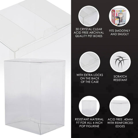 4-inch Funko Pop PET protectors – clear collectible display cases – EVORETRO features 
