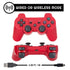 Red PS3 Controller with Charging Cable – Wireless & PC Compatible