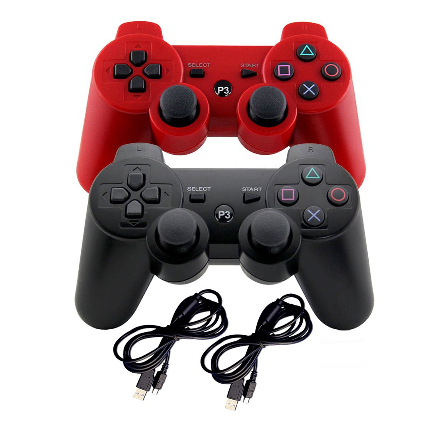 Manette sans fil Sony Playstation PS3 - Lot de 2 (rouge et noir)