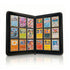 black 9 pocket zip up binder open with cards inside
