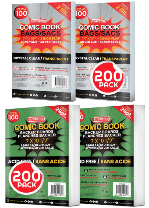 Comic Book Boards and Bags for Silver Age Storage – 200 Pack