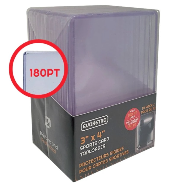 180PT Evoretro Premium Toploader – 10 Pack | Extra-Thick Rigid Card Holder for Thick & Memorabilia Cards