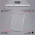 Clear protective card holder with features highlighted on a gray background, branded 'Evoretro'.