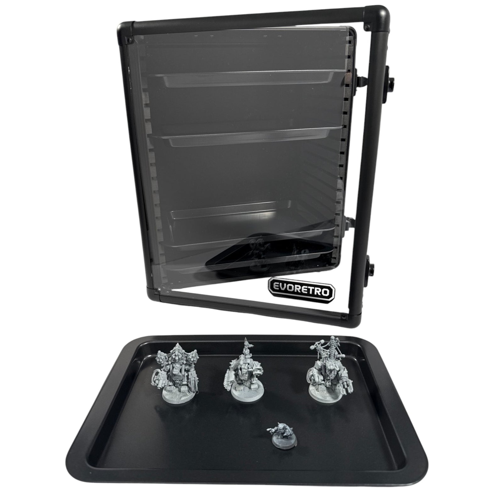 Aluminum Miniatures Display & Carry Case w/ 5 Metal Trays for Collectible Figures and Models