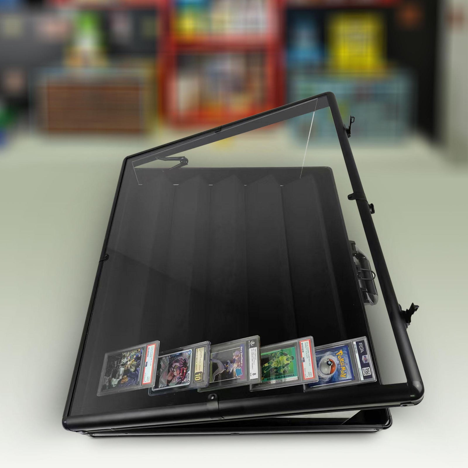 Lockable Aluminum Display Case – Secure Collectible Showcase