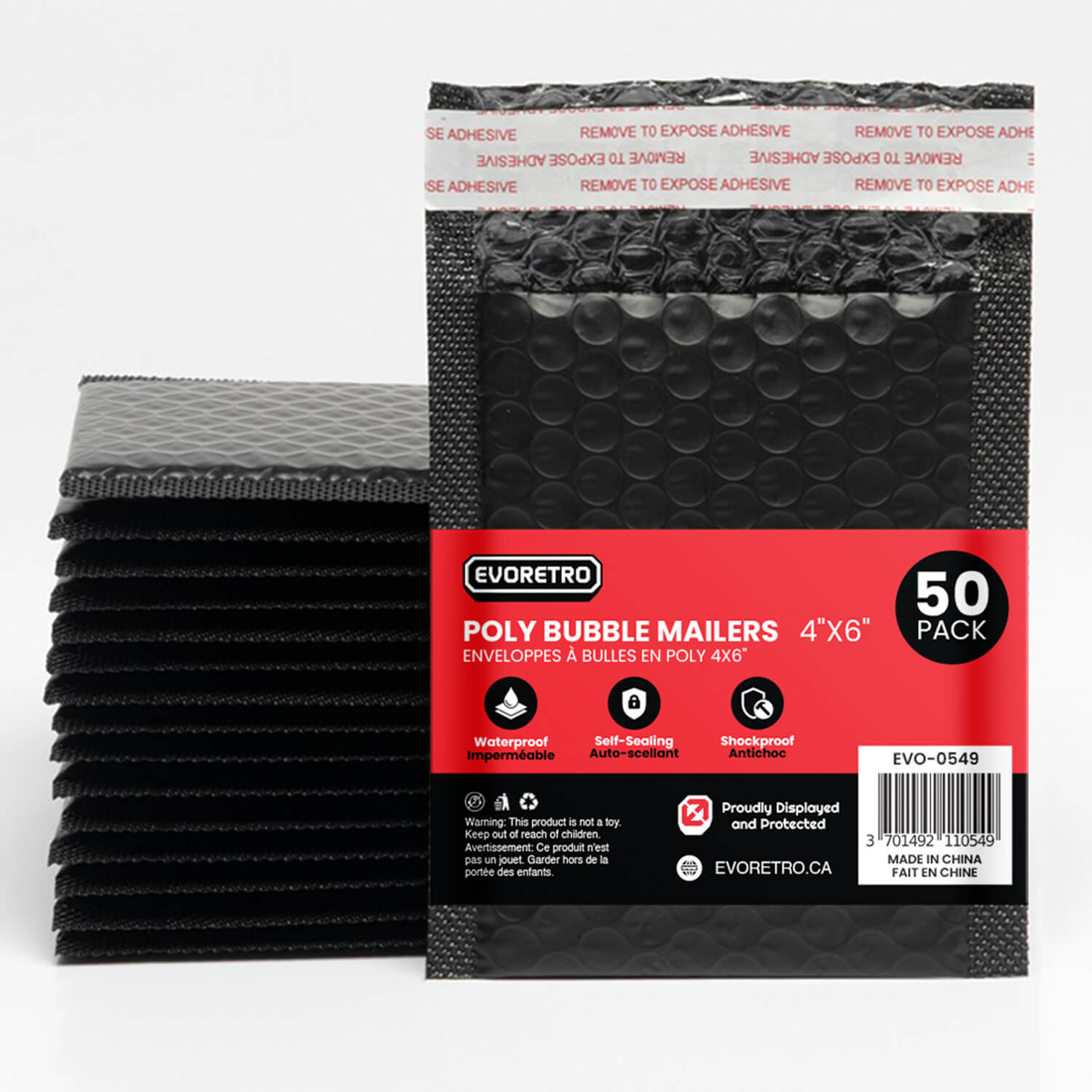 50x Poly Bubble Mailers  4x6" – Black Protective Shipping Envelopes
