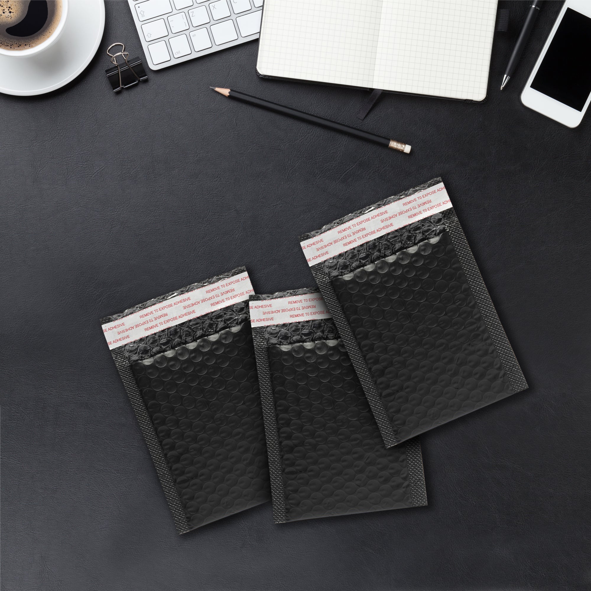 50x Poly Bubble Mailers  4x6" – Black Protective Shipping Envelopes