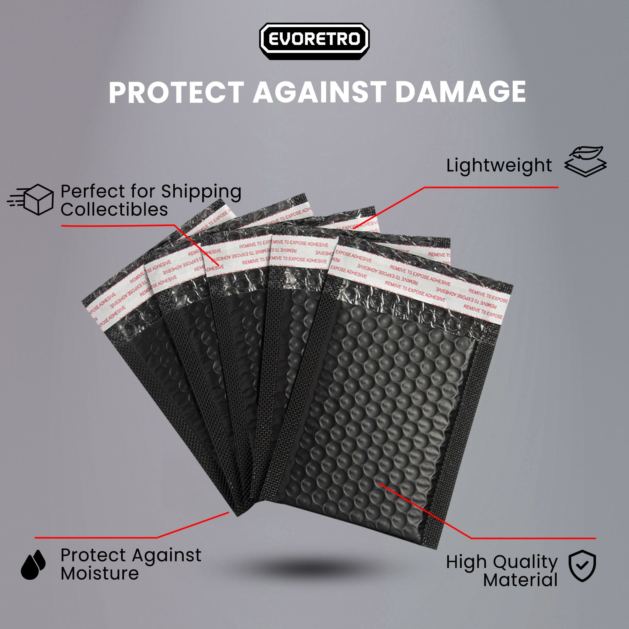 50x Poly Bubble Mailers  6x10" – Black Protective Shipping Envelopes