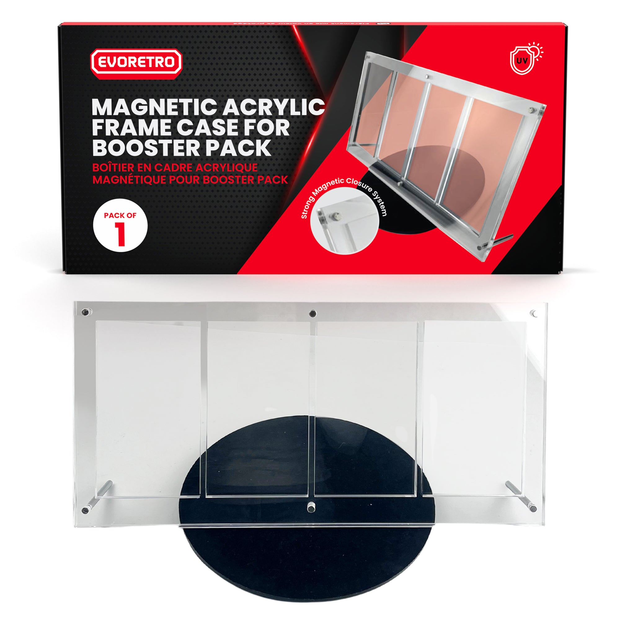 EVORETRO Magnetic Acrylic Booster Pack Display Case 4-Slot