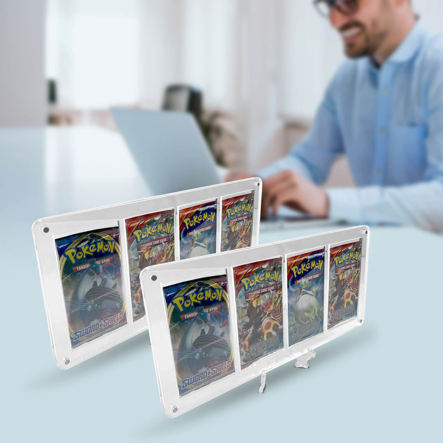 EVORETRO Magnetic Acrylic Booster Pack Display Case 4-Slot