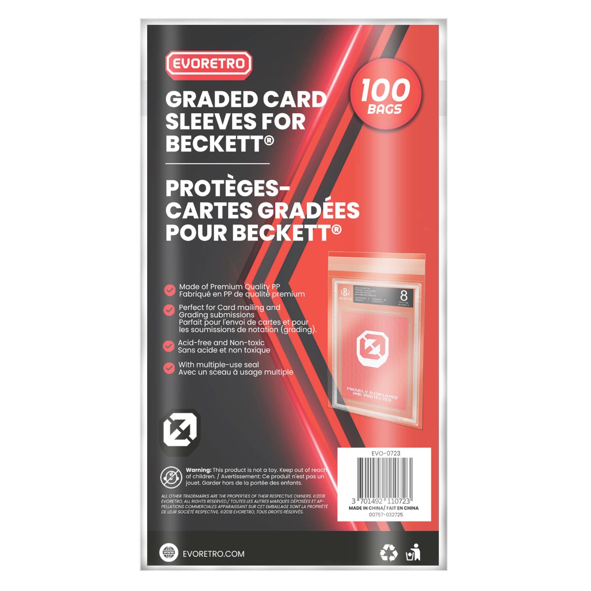 EVORETRO Graded Card Sleeves for Beckett – Pack of 100