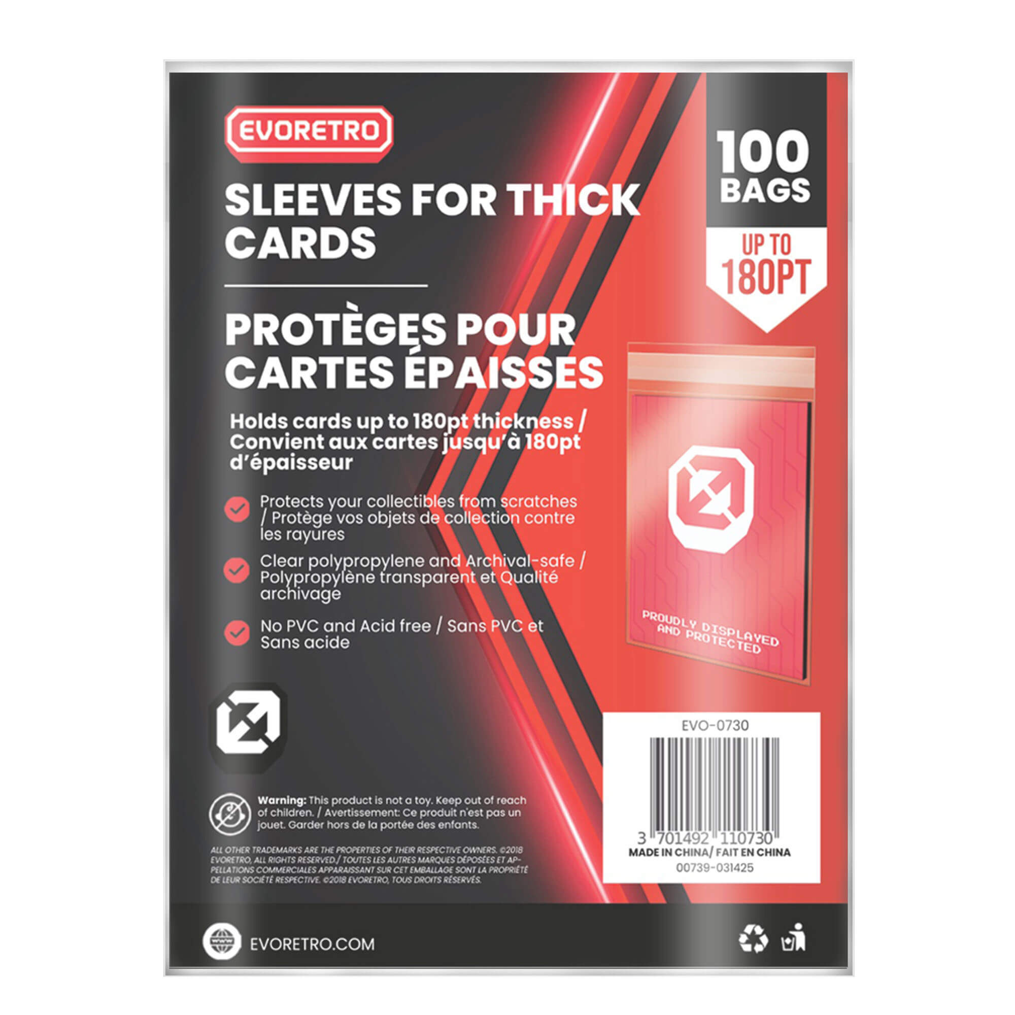 EVORETRO Large Card Sleeves – Fits Thick Cards Up to 180pt (Pack of 100)