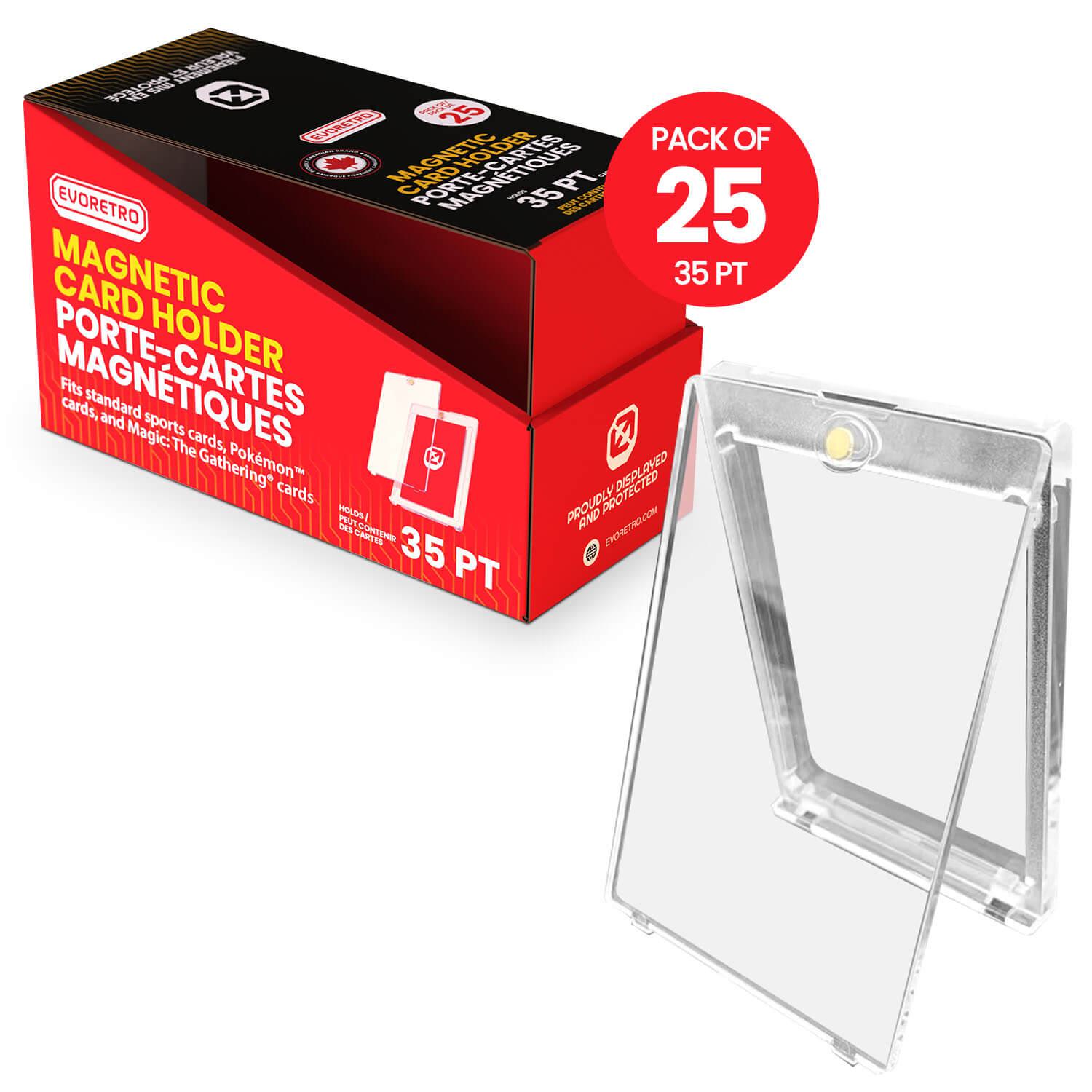 Magnetic one touch card holder 35pt for trading cards with secure snap closure and clear display