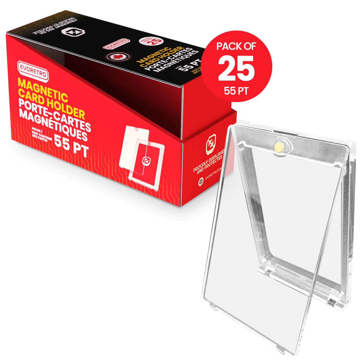 Magnetic one touch card holder 55pt for trading cards with secure snap closure and clear display