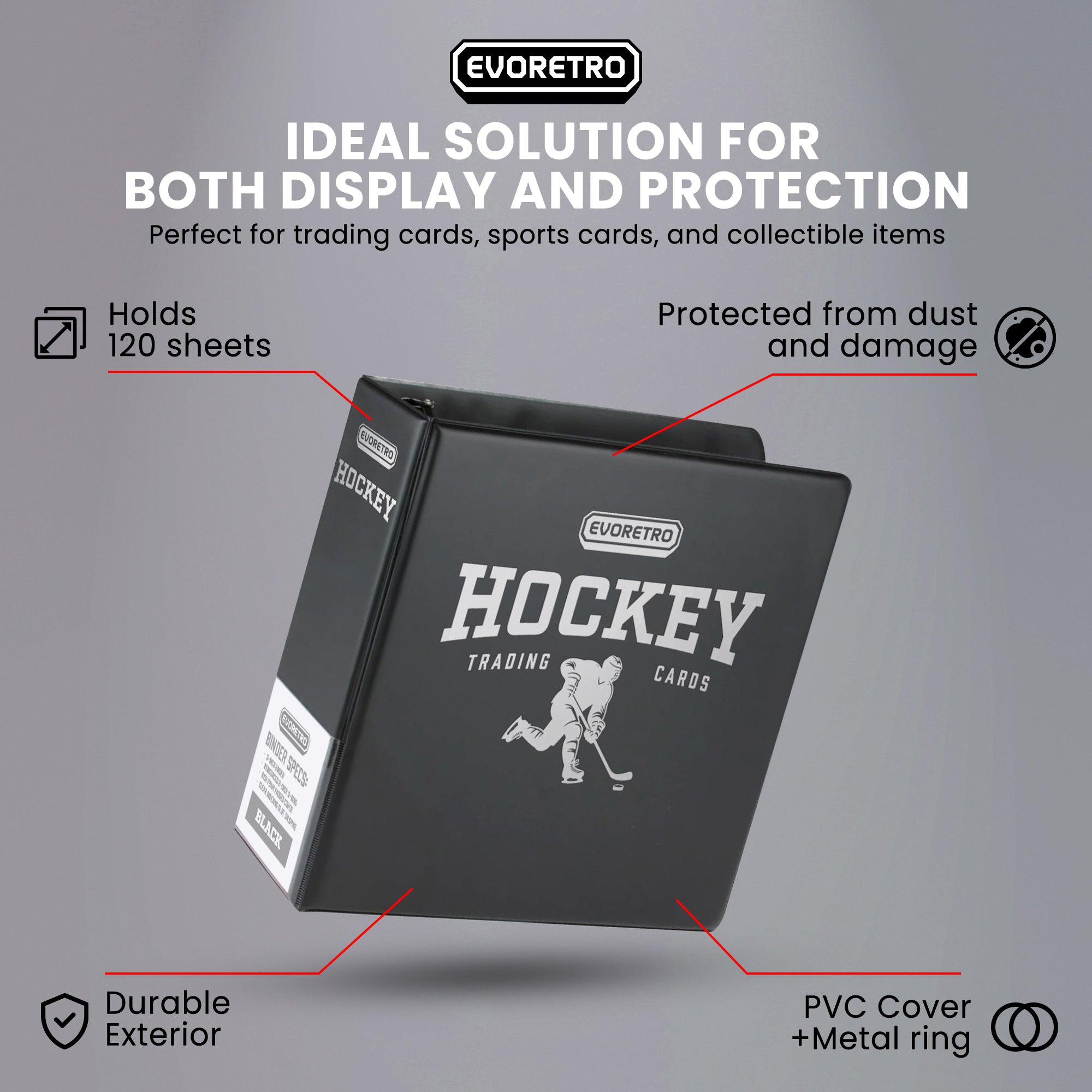 Hockey Album Black for 9 Pocket Sheet – 3 Inch