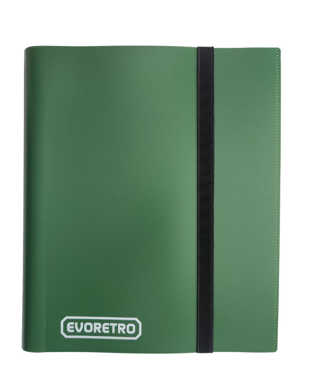 Green 9 pocket card flex portfolio binder holding 360 trading cards with elastic strap