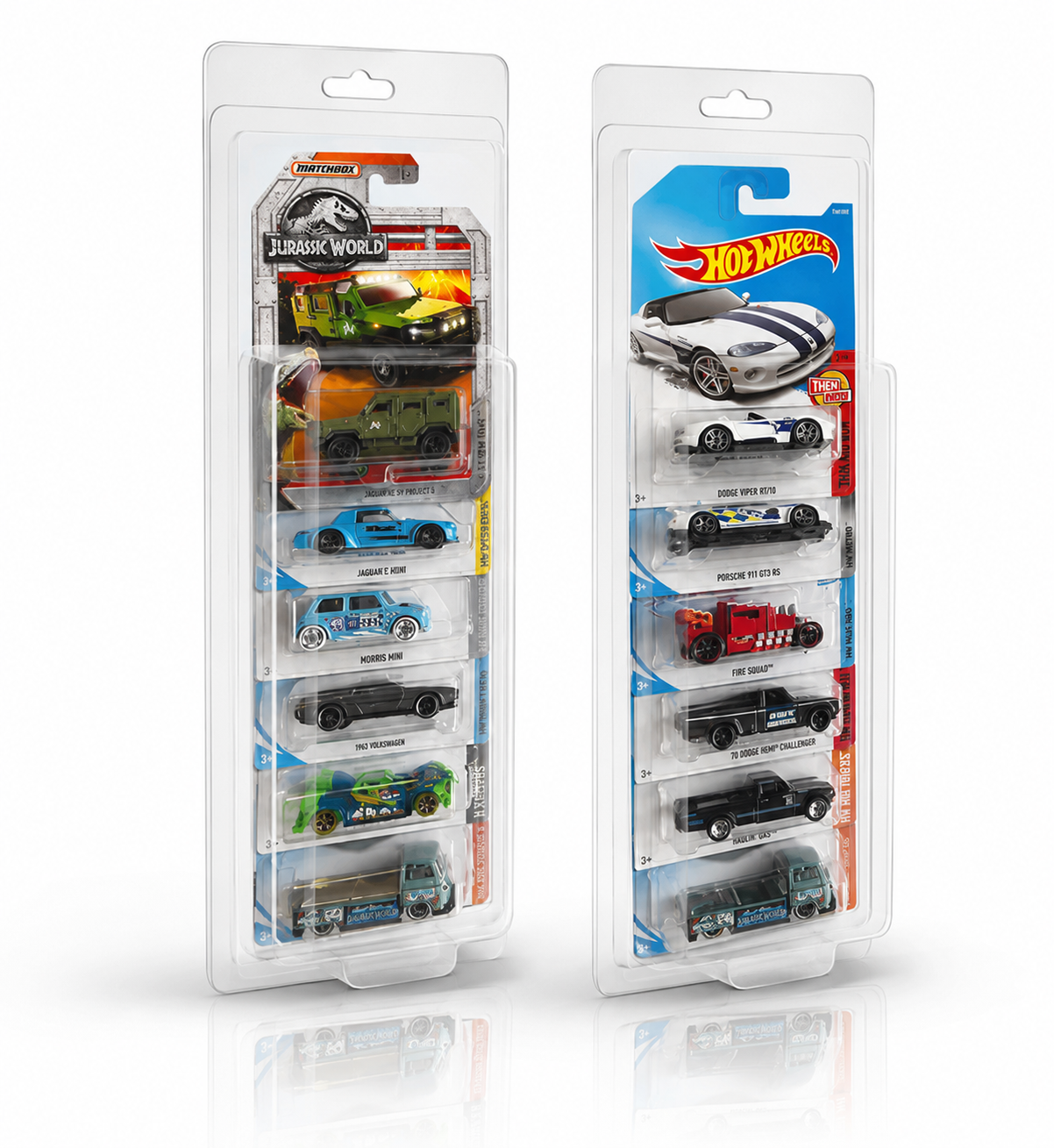 Protecteur pour voitures miniatures Mainline (paquet de 5) – Boîtiers d’exposition transparents à 5 compartiments pour Hot Wheels et véhicules à l’échelle 1:64