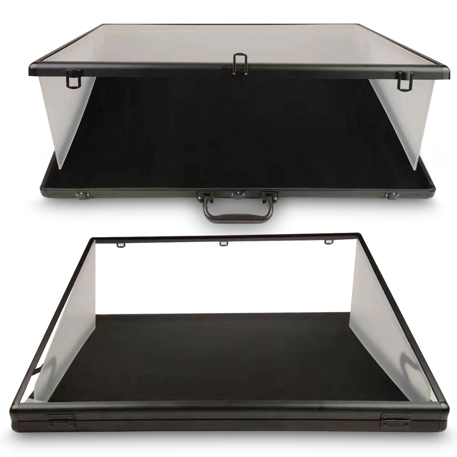 Durable silver display case with transparent lid for presenting items – EVORETRO product view