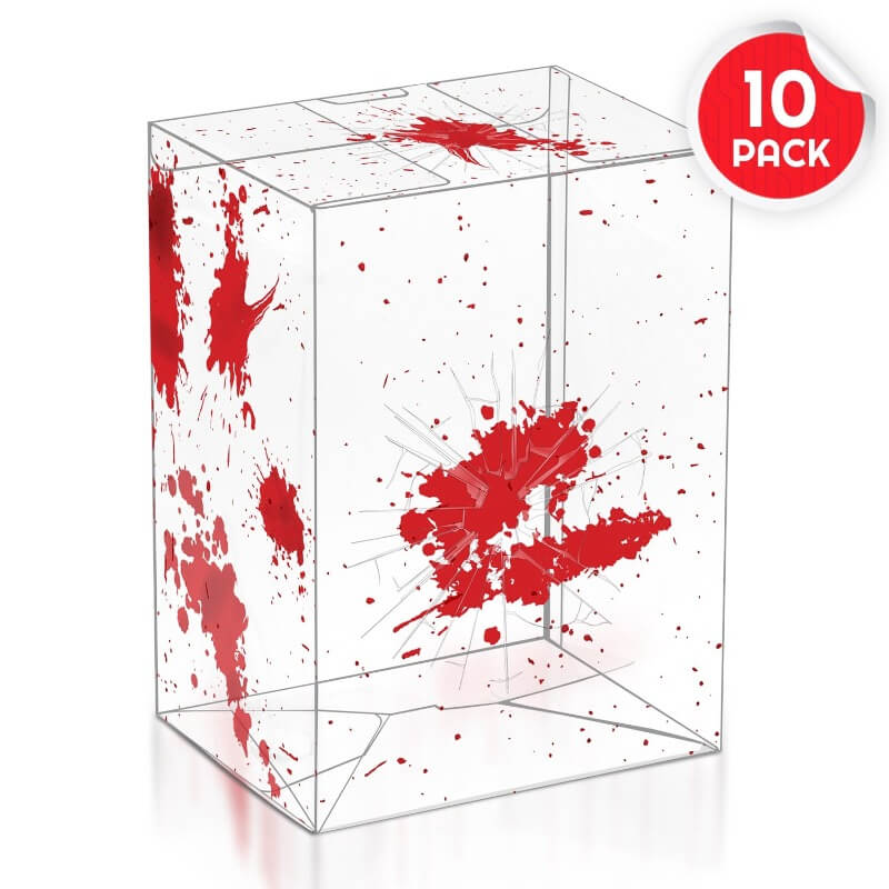 4-inch Funko Pop PET protector with red blood and bullet hole design – collectible display case – EVORETRO