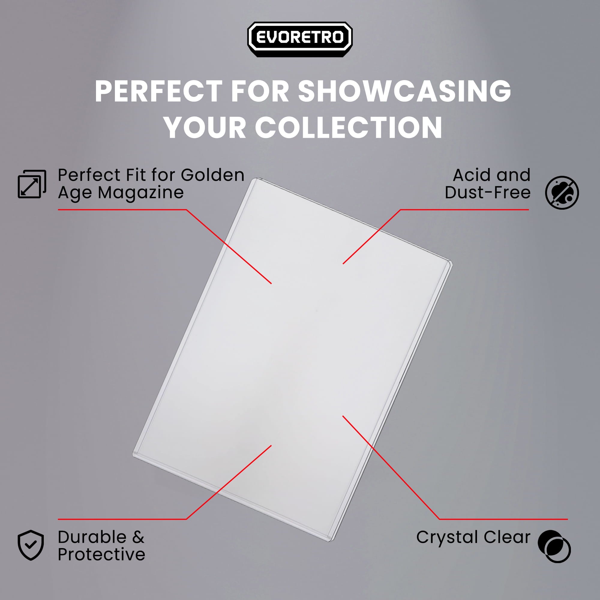 Golden Age Magazine Toploader - PVC Top Loader 7 7/8" x 10 1/2" - 10 Pack