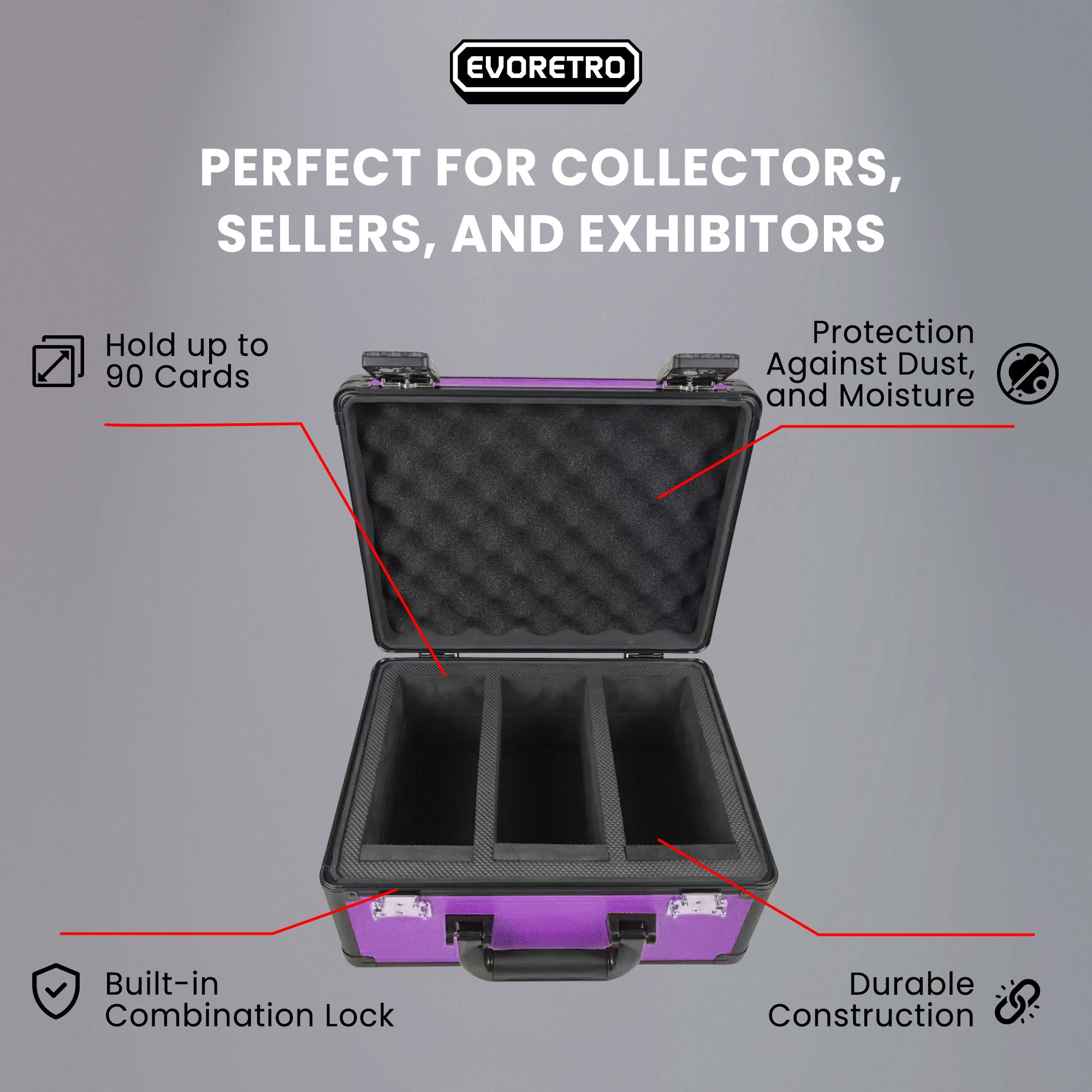 EVORETRO x Show de Cartes – Valise Aluminium Violette avec Combinaison