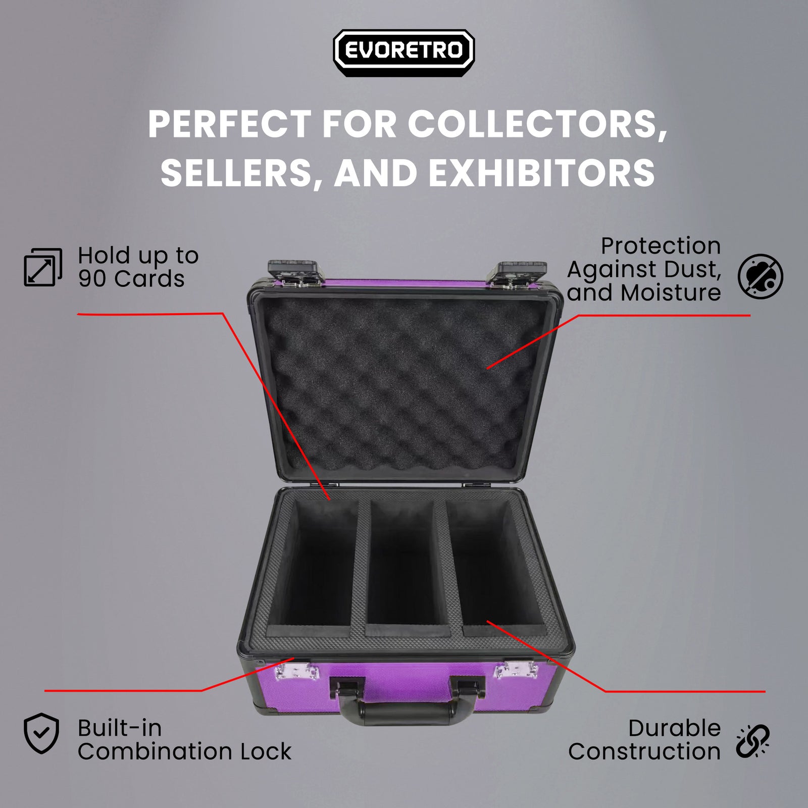 EVORETRO x Show de Cartes – Valise Aluminium Violette avec Combinaison