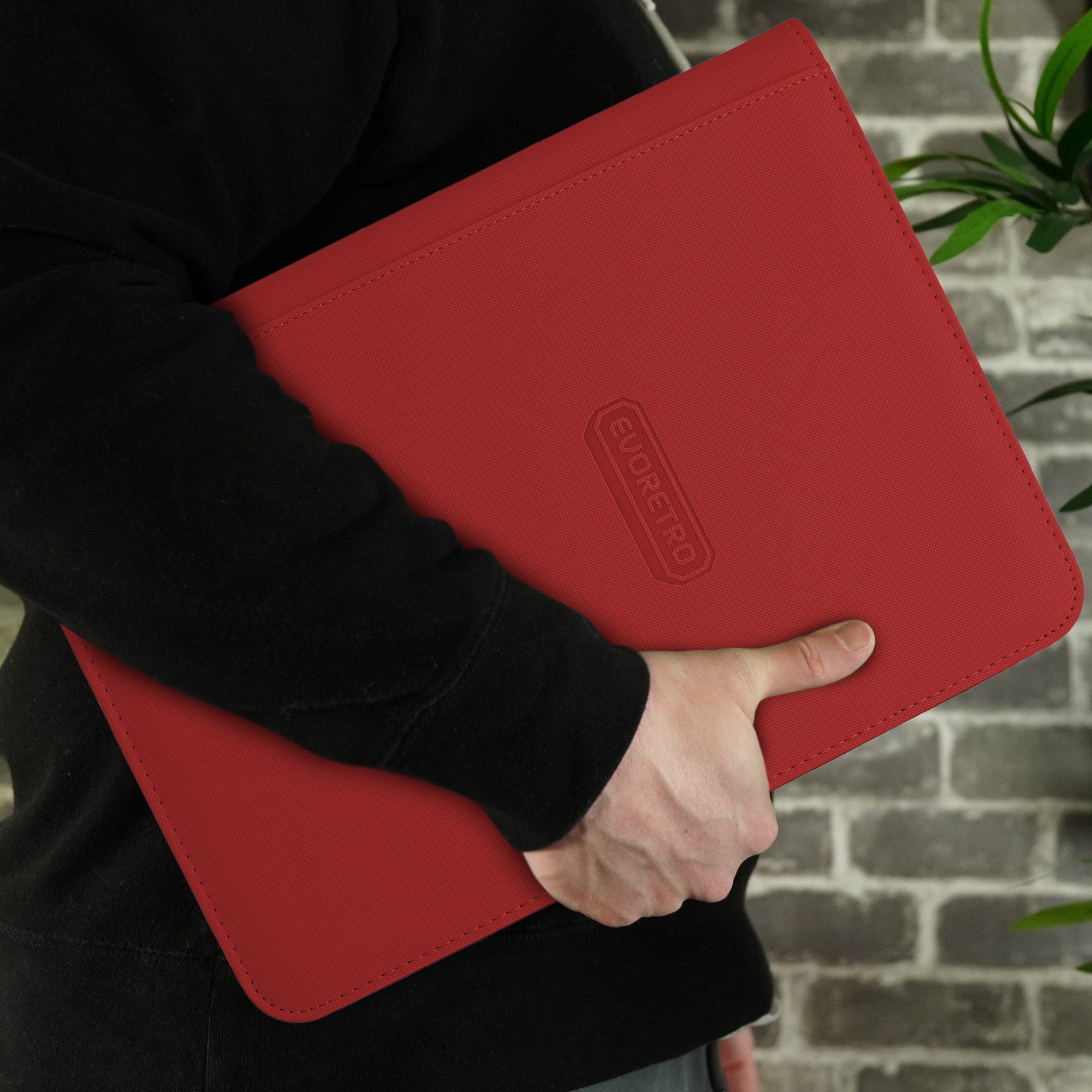 red 9 pocket zip up binder - lifestyle