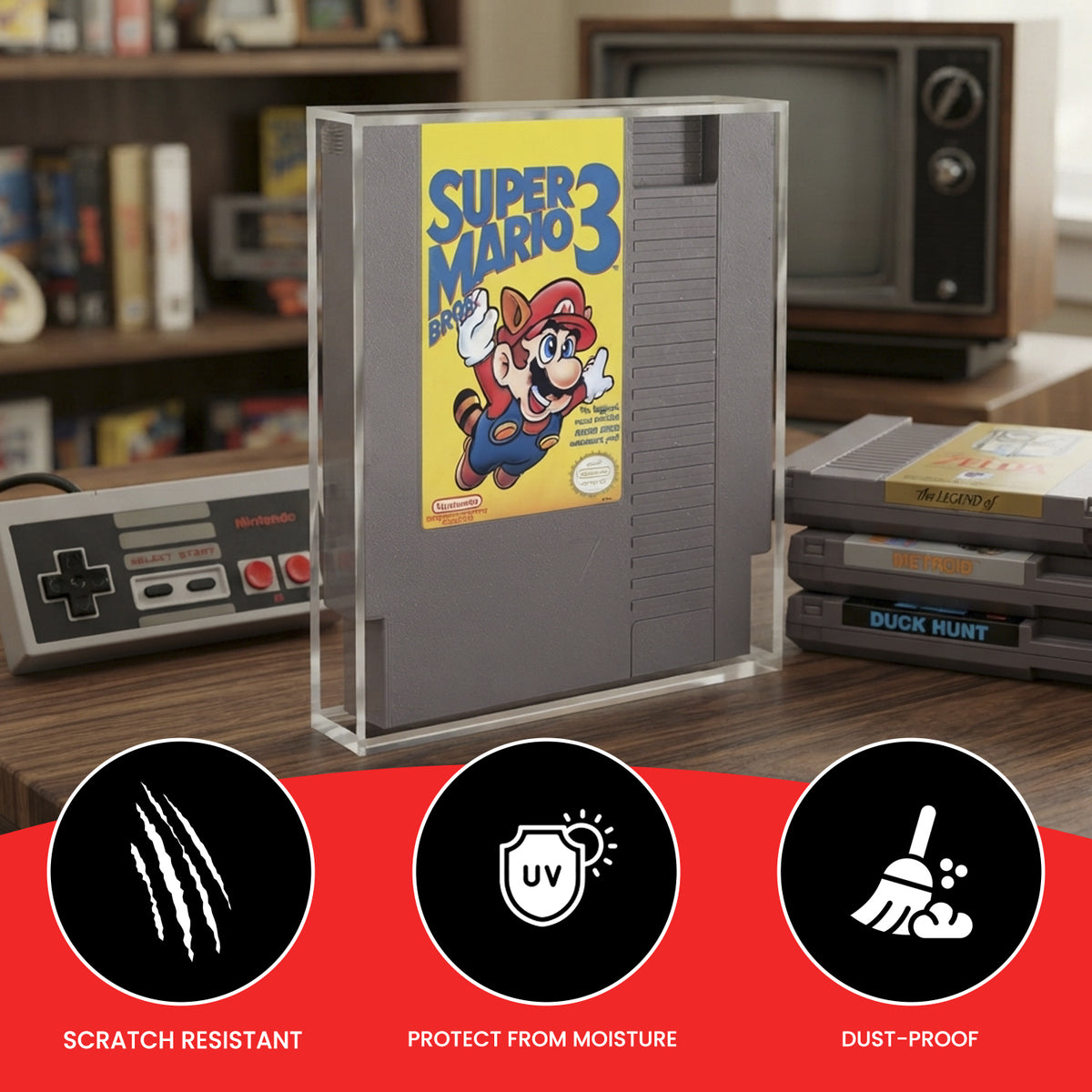 Boîtier en acrylique EVORETRO pour cartouche Nintendo NES — paquet de 2