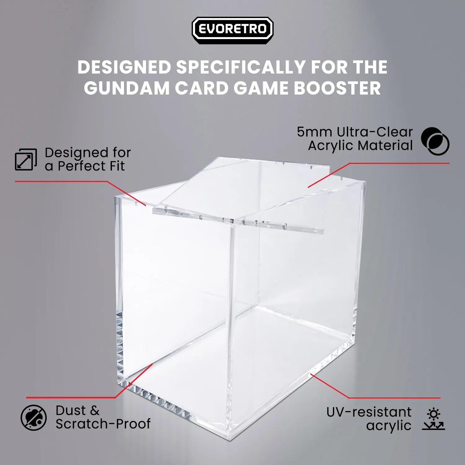 Magnetic Acrylic Display Case for Gundam Card Game Booster Pack Newtype Rising GD01 Box