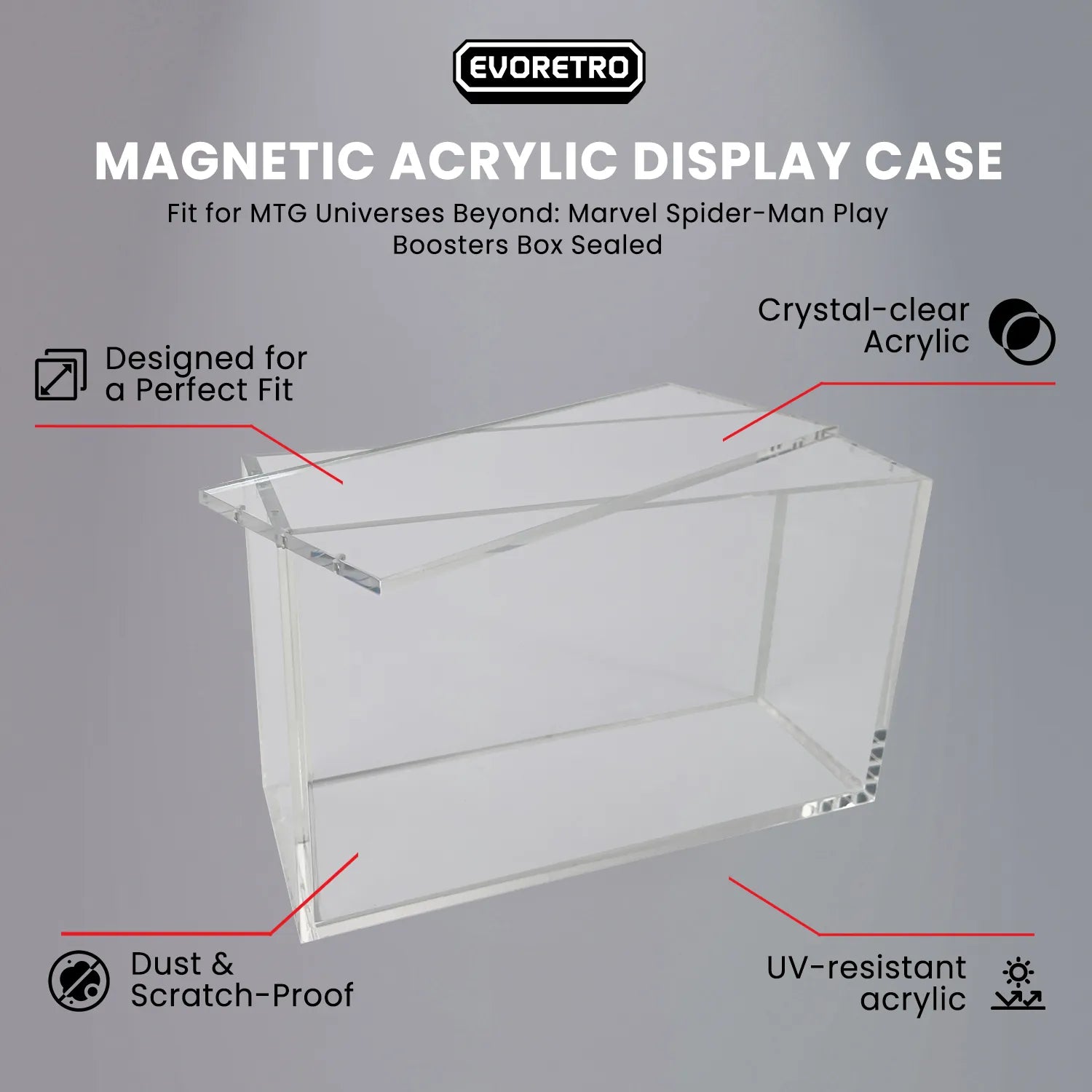 Magnetic Acrylic Display Case for MTG Universes Beyond: Marvel Spider-Man Play Boosters Box