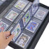 Close-up of semi-rigid card holders stored in the clear pockets of the EVORETRO binder