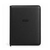 EVORETRO black semi-rigid Card Saver zip binder with embossed logo, closed front view