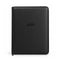 EVORETRO black semi-rigid Card Saver zip binder with embossed logo, closed front view